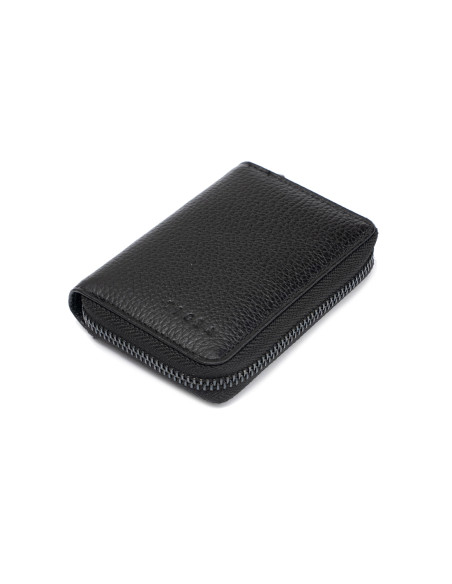 Fermuar Detaylı Siyah Deri Kartlık Cüzdan