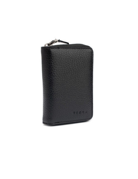 Fermuar Detaylı Siyah Deri Kartlık Cüzdan