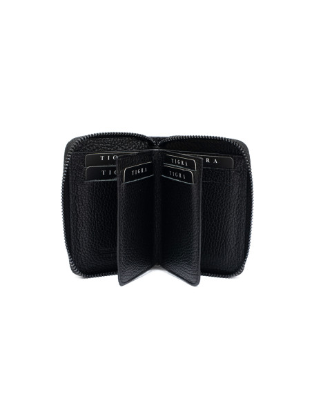 Fermuar Detaylı Siyah Deri Kartlık Cüzdan