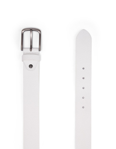 1435 Deri Beyaz Erkek Kemer