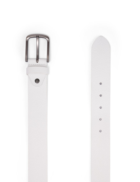 1435 Deri Beyaz Erkek Kemer